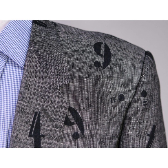 Gianni Versace Vintage 80's-90's Gray Numbers Cotton-Linen Oversize Blazer 40-42 - Picture 3 of 10